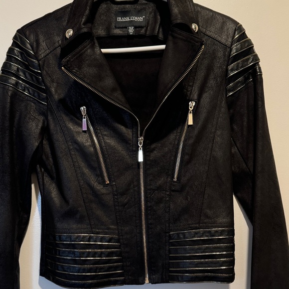 Frank Lyman Black Leatherette Jacket - Picture 4 of 12